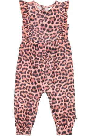 Molo Baby Fallon leopard-print cotton-blend playsuit