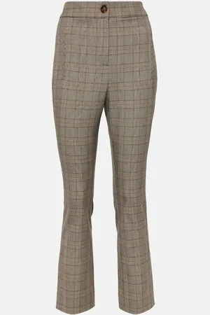 VERONICA BEARD Checked high-rise slim pants