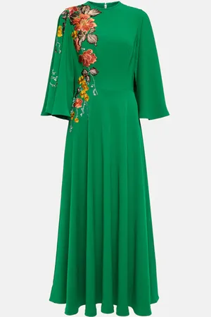 Costarellos Zinnia embroidered cape maxi dress