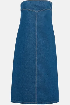 Salvatore Ferragamo Strapless denim midi dress