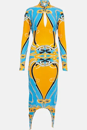 Patou Printed cutout cotton-blend midi dress