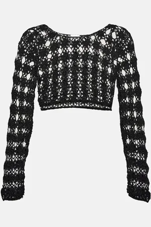 ANNA KOSTUROVA Open-knit cotton cropped top