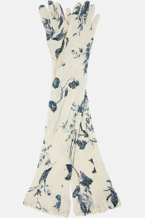 Erdem Smocked floral gloves
