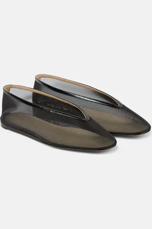Le Monde Beryl Le Monde BÃ©ryl Luna leather-trimmed mesh ballet flats