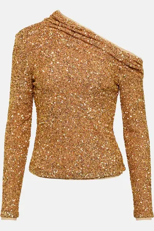 Self-Portrait Sequined off-shoulder top
