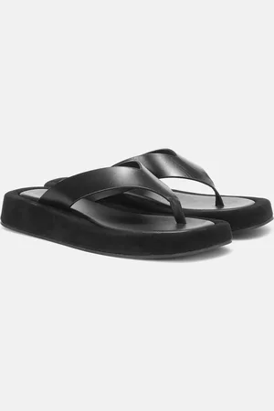 The Row Ginza leather and suede sandals