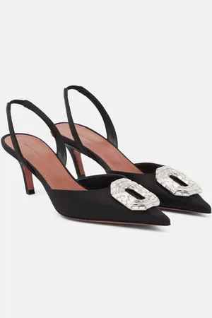 Amina Muaddi Camelia satin slingback pumps