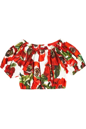 Dolce & Gabbana Floral off-shoulder cotton crop top