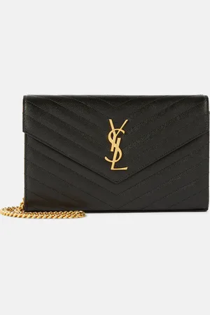 Saint Laurent Cassandre matelassÃ© leather wallet on chain