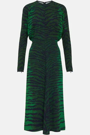 Victoria Beckham Tiger-print cady midi dress