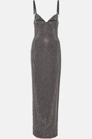 AREA Crystal-embellished jersey gown