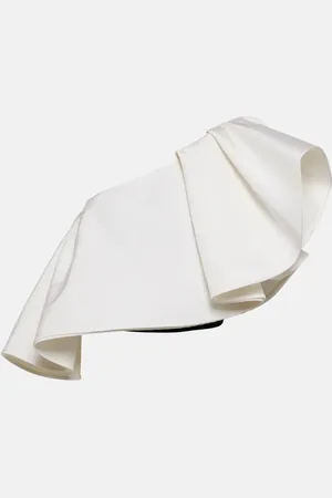 Carolina Herrera One-shoulder ruffled silk top