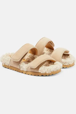 Gia Borghini Alvine suede and shearling slides
