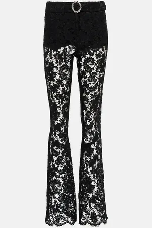Alessandra Rich Floral high-rise lace pants