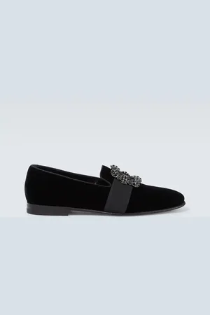 Manolo Blahnik Carlton embellished velvet loafers
