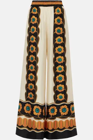 La DoubleJ Printed silk twill palazzo pants