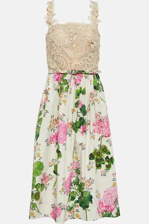 Oscar de la Renta Floral guipure lace midi dress