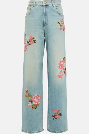 BLUMARINE Embroidered high-rise straight jeans