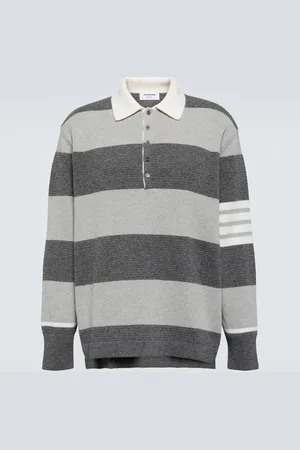 Thom Browne Striped virgin wool polo sweater