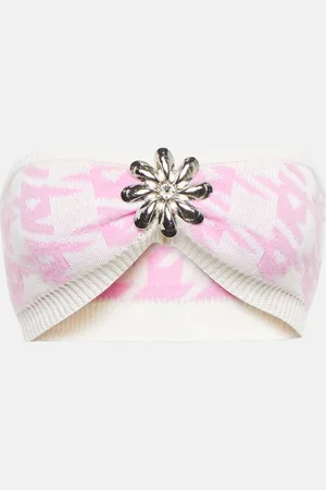 AREA Houndstooth wool-blend bandeau top