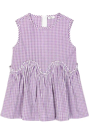 Il gufo Checked floral cotton top
