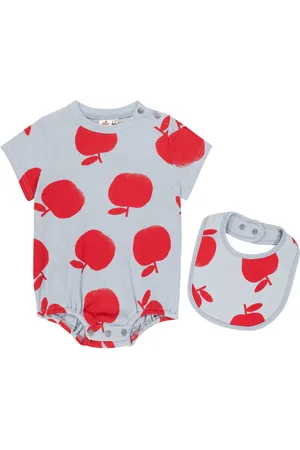 Jelly Mallow Baby Pomme cotton bodysuit and bib set