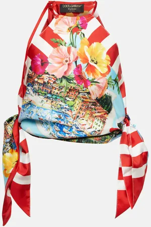 Dolce & Gabbana Portofino printed silk crop top
