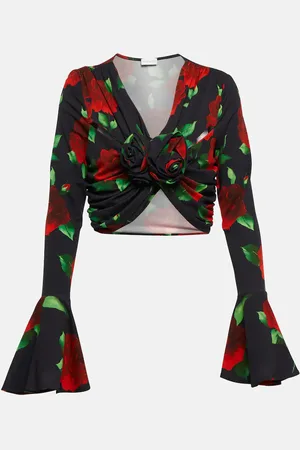 MAGDA BUTRYM Floral ruched crop top