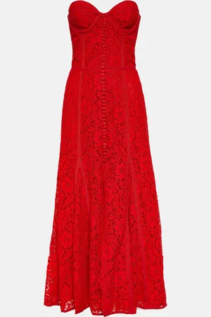 Costarellos Sharie bustier lace midi dress