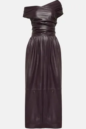 Altuzarra Corfu off-shoulder leather maxi dress