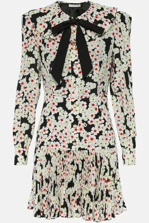 Alessandra Rich Floral bow-detail silk minidress