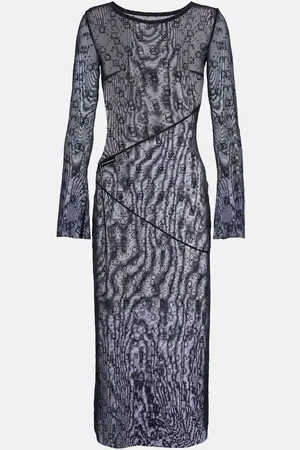 Marine Serre Moonogram mesh midi dress