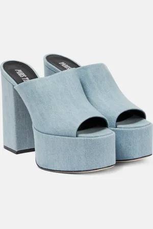 PARIS TEXAS Sasha denim platform mules