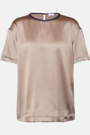 Brunello Cucinelli Silk-blend satin top