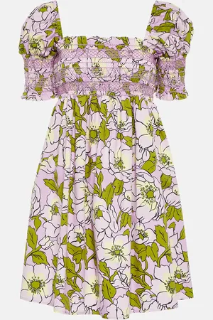 Tory Burch Floral smocked cotton minidress