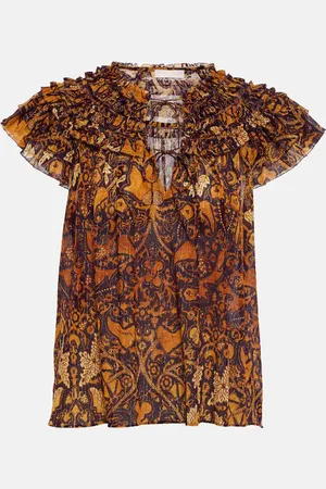 ULLA JOHNSON Signe ruffle-trimmed chiffon top