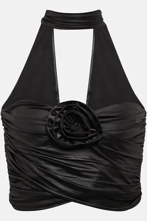 ROTATE Floral-appliquÃ© strapless crop top