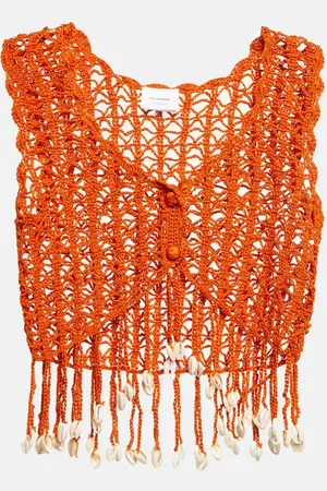 ANNA KOSTUROVA Embellished crochet crop top