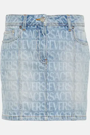 VERSACE Allover denim miniskirt