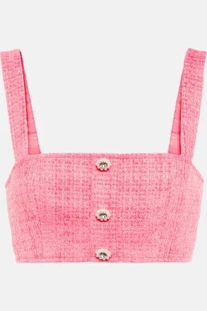 Self-Portrait BouclÃ© embellished cropped top