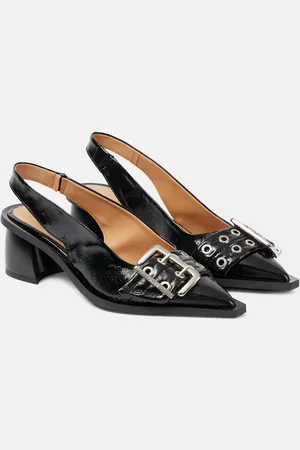 Ganni Faux leather slingback pumps