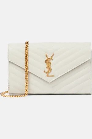 Saint Laurent Cassandre matelassÃ© leather wallet on chain