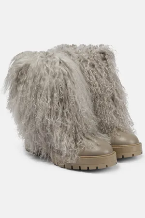 Aquazzura Shearling-trimmed leather ankle boots