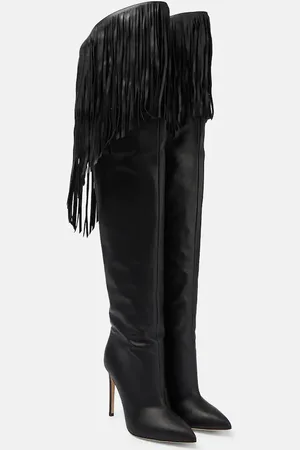 PARIS TEXAS Fringed leather over-the-knee boots