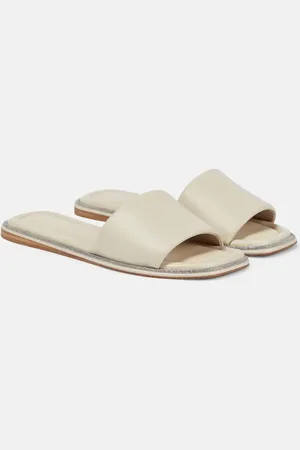 Brunello Cucinelli Embellished leather slides