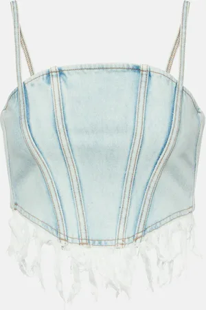 Alessandra Rich Distressed denim bustier