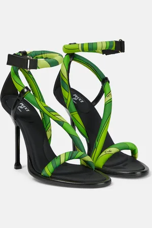 Puccini Iride leather-trimmed satin sandals