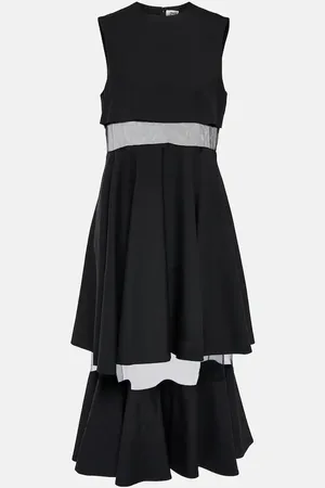 NOIR KEI NINOMIYA Mesh-trimmed wool midi dress