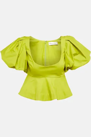 Oscar de la Renta Peplum cotton crop top