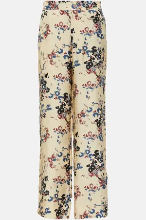 ASCENO London floral wide-leg silk pants